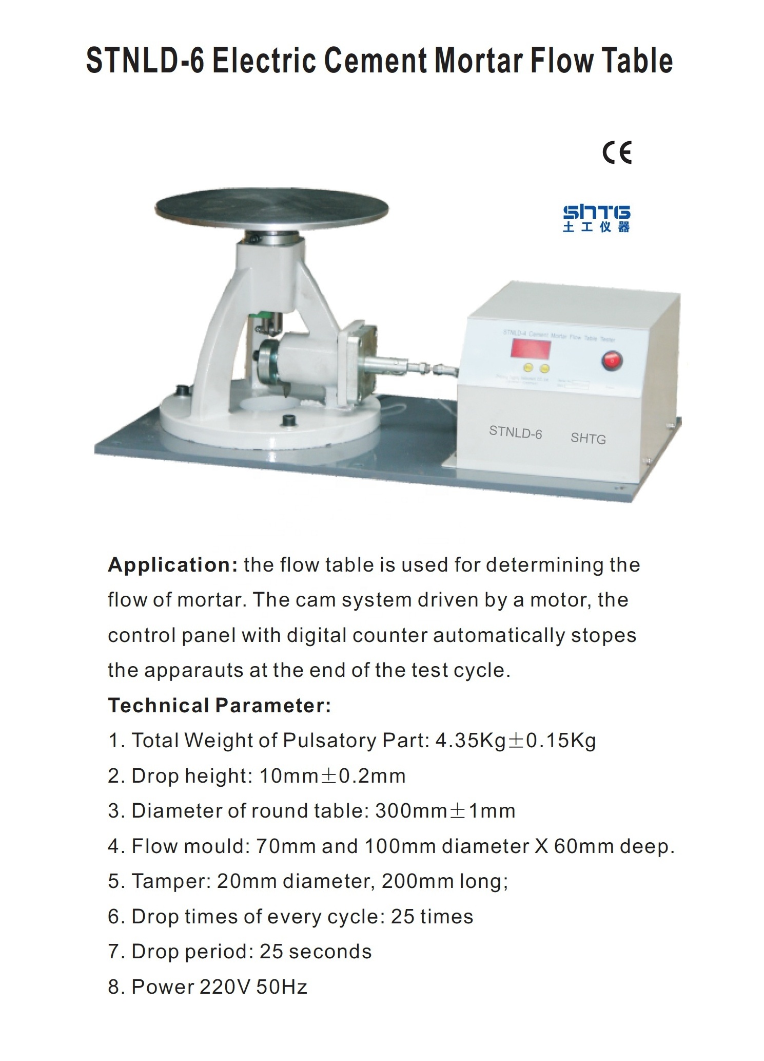 STNLD-6 Electric Cement Mortar Flow Table for Determining the Flow of Mortar Building lime Grout Mud Cement Concrete Apparatus