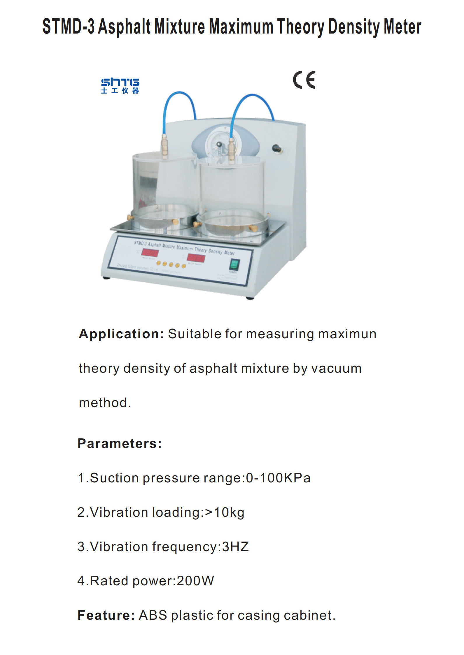 STMD-3 Asphalt Mixture Maximum Theory Density Meter Asphalt Vacuum Pycnometer for Rice Test Vacuum Pyknometer of asphalt mixture