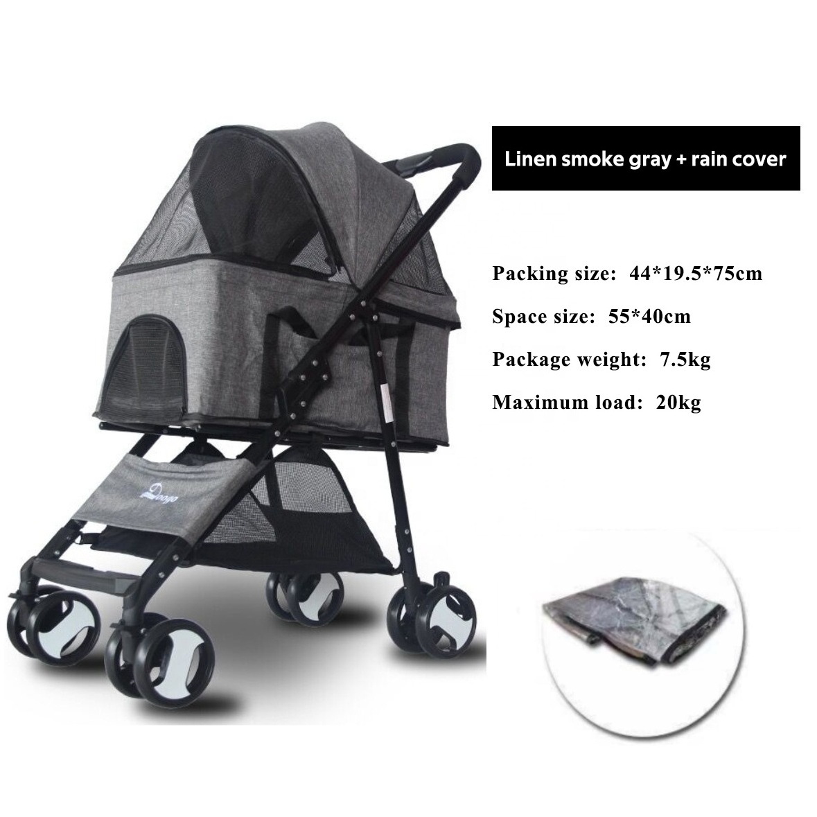 Hot Selling Pet Stroller Carrier Pet Stroller Travel Folding Carrier Easy Detachable Carrier With Small Medium Dog Cat