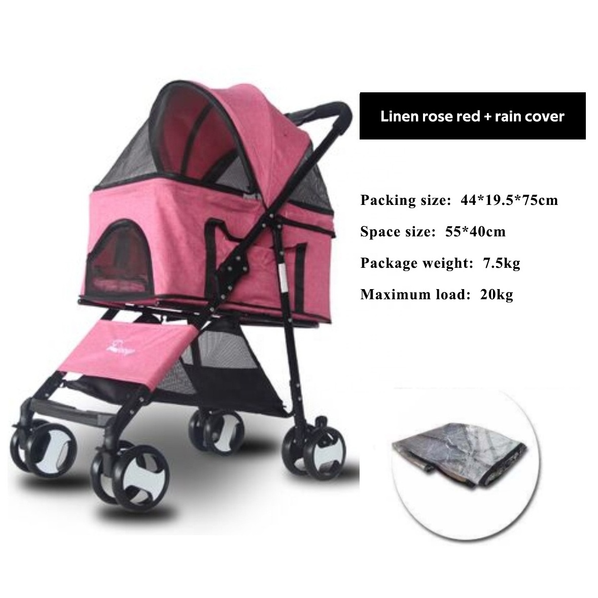 Hot Selling Pet Stroller Carrier Pet Stroller Travel Folding Carrier Easy Detachable Carrier With Small Medium Dog Cat