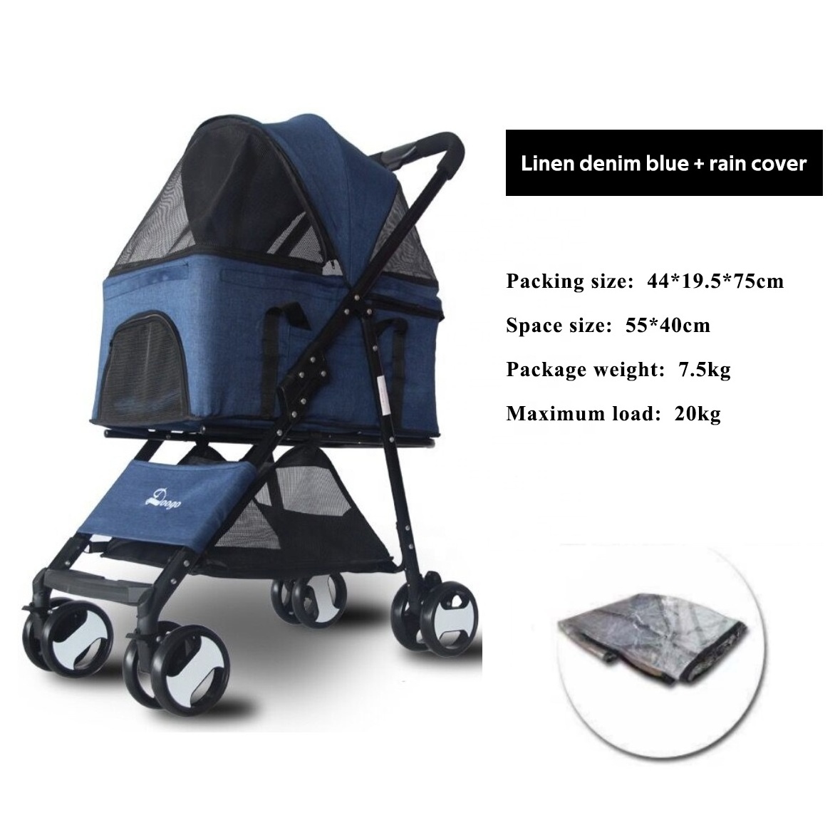 Hot Selling Pet Stroller Carrier Pet Stroller Travel Folding Carrier Easy Detachable Carrier With Small Medium Dog Cat