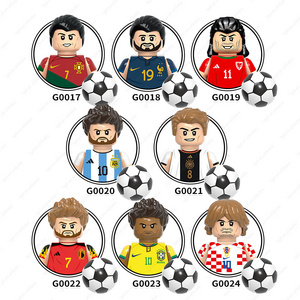 Soccer football player mini toys Benzema Ronaldo Neymar building blocks sets gift educational toys for kids G0103