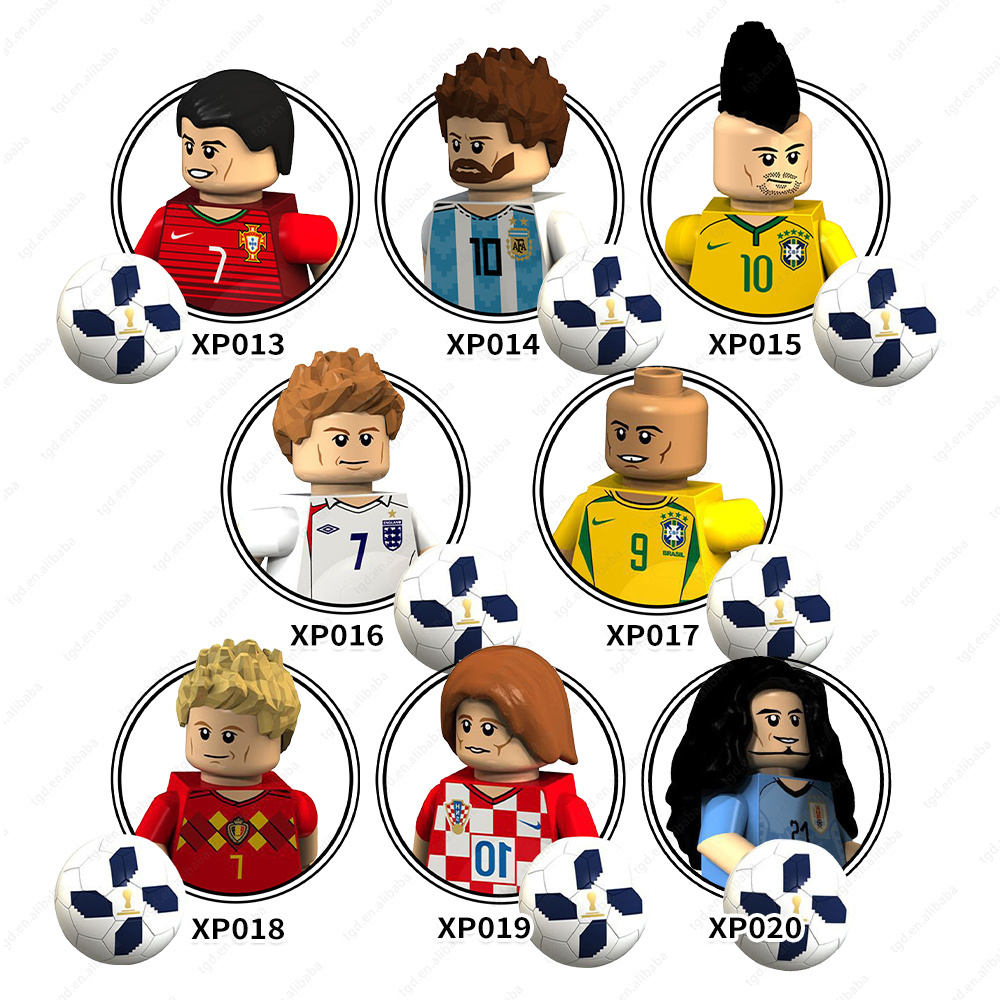 Soccer football player mini toys Benzema Ronaldo Neymar building blocks sets gift educational toys for kids KT1003