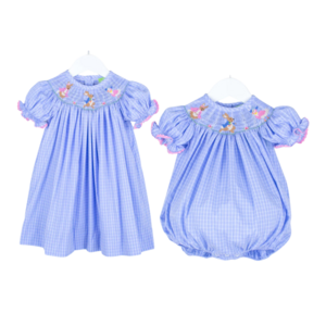 New Easter Day Children Clothing Girl Smocked Dress With Bunny Rabbit Embroidery Customize Design Wholesale From Vietnam