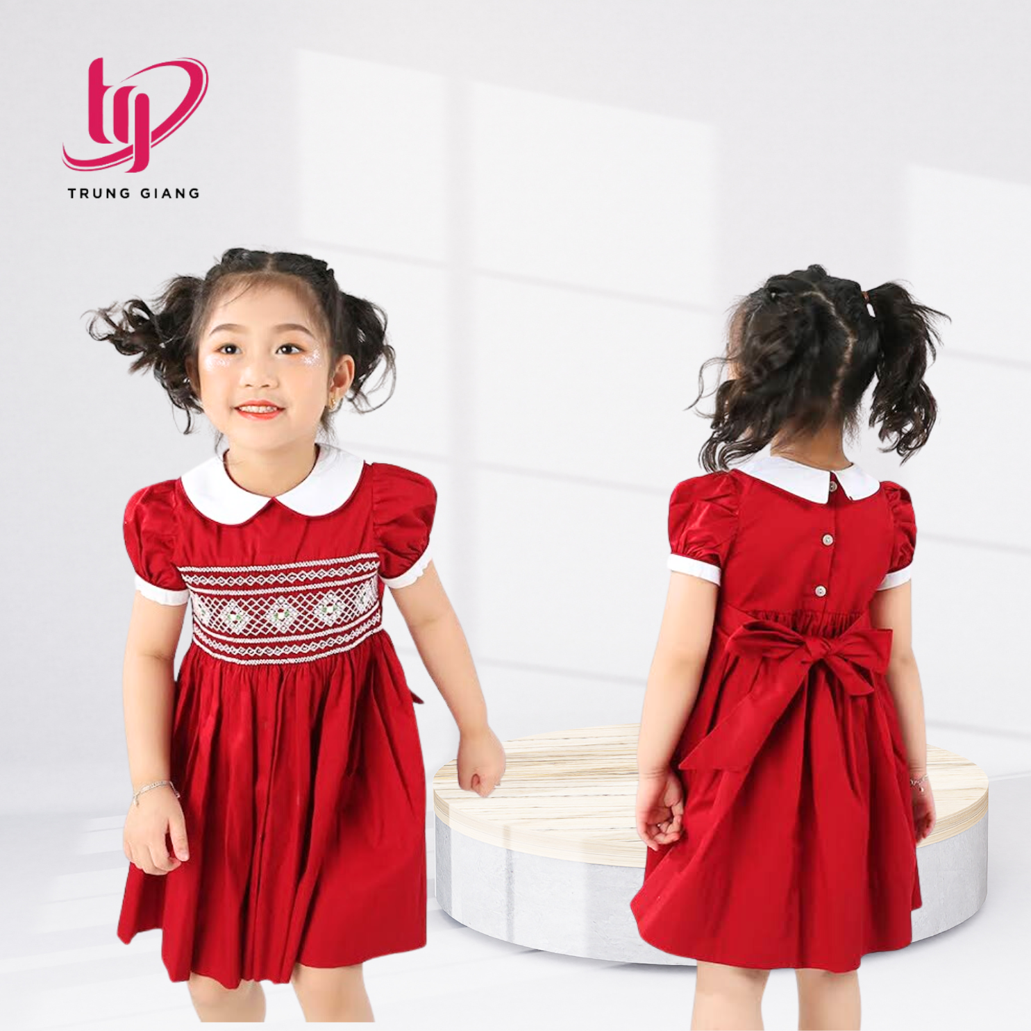 Baby Clothing Baby Dresses Girl Smocked Dress For Girl Cotton Red Short Customized Design From Vietnam Manufacturer