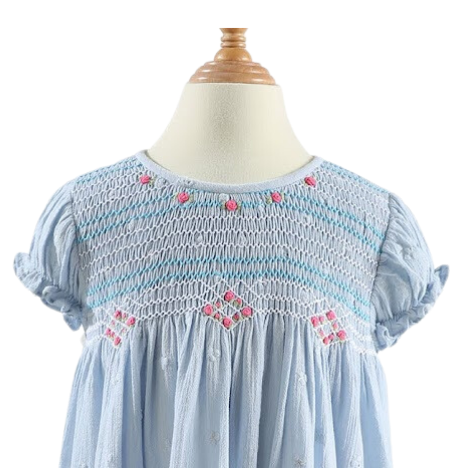 Children's Clothing Girl's Clothing Girls Dresses Wholesale Girl Smocked Dress Blue Short 100% Cotton Customized Design