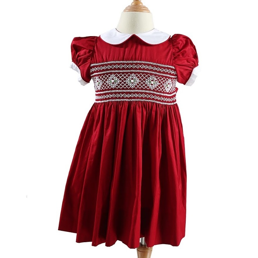 Baby Clothing Baby Dresses Girl Smocked Dress For Girl Cotton Red Short Customized Design From Vietnam Manufacturer