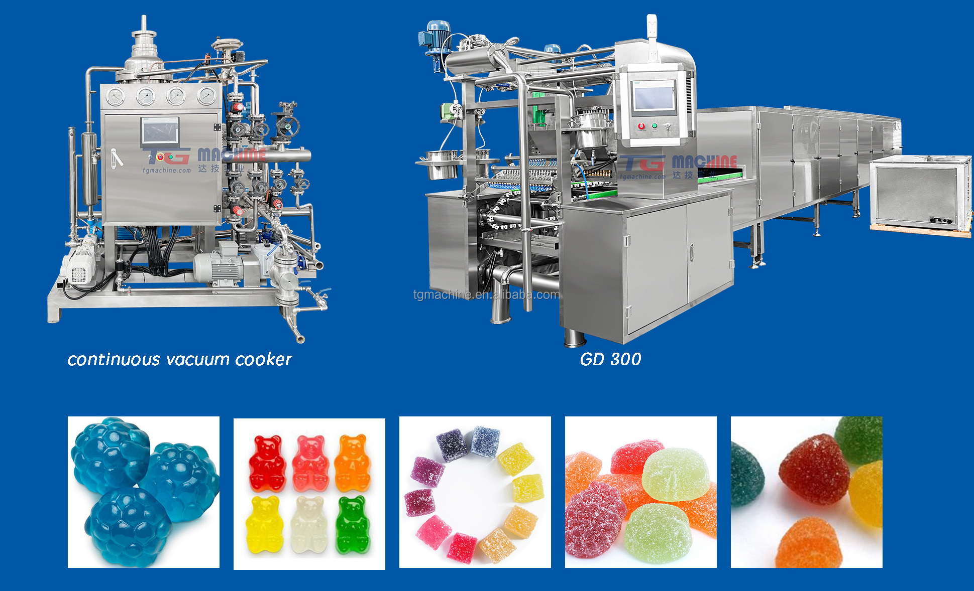 TGmachine Hot sale confectionery fully automatic 50kg/h jelly gummy candy depositing line