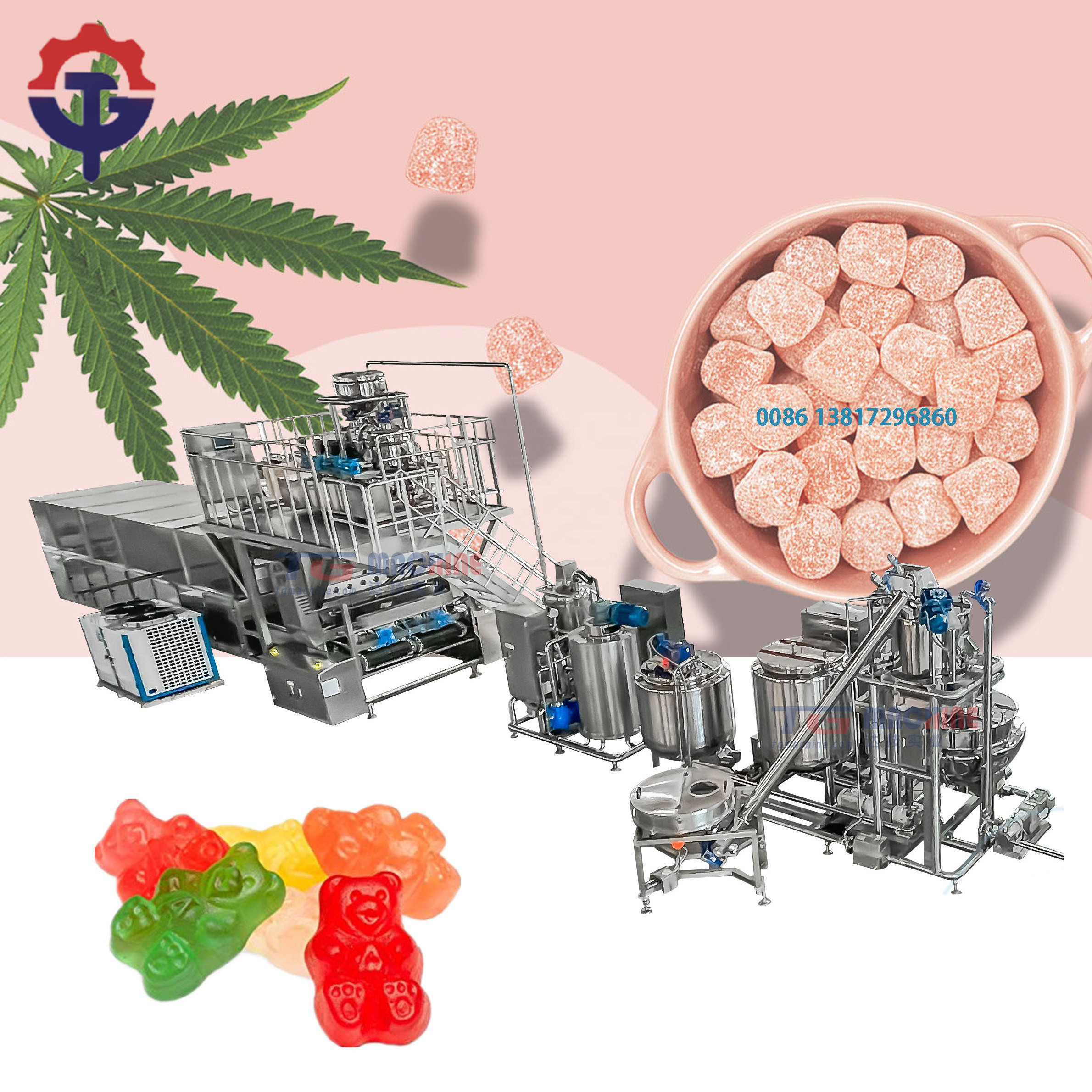 Small Pectin jelly gummy candy production line lollipop bear taffy snack food machine petite fabrication bonbons