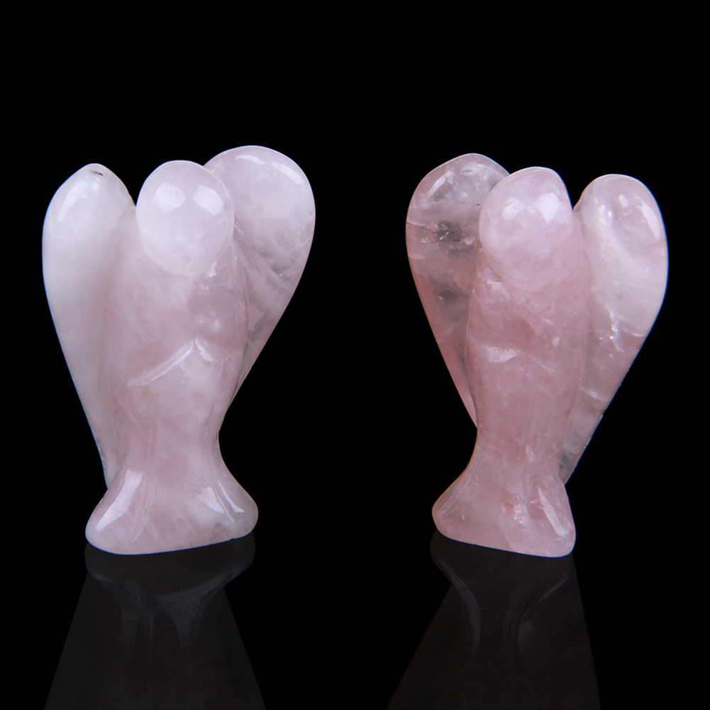 Small natural healing crystal guardian angel carving