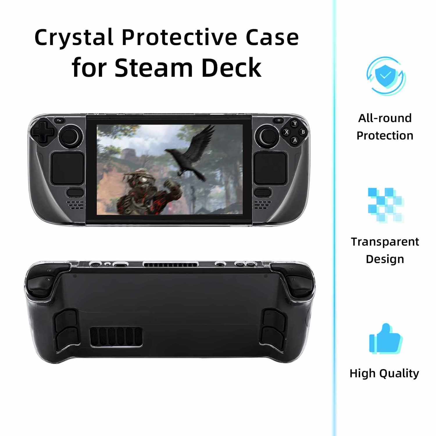 Detachable PC Transparent Full Protective Crystal Hard Case Cover Shell for Steam Deck Host Game Console Accessories