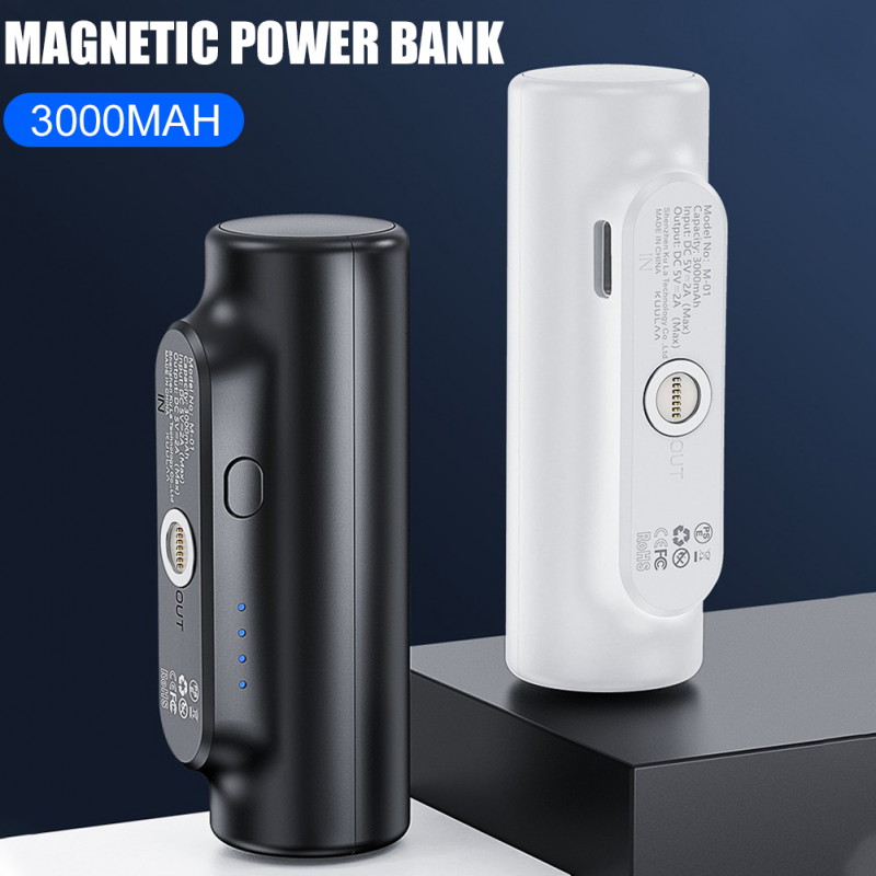 3 In 1 Mini Power Bank 3000mAh Portable Charger Magnetic Power Bank Emergency External Battery for Most Cell Phones Charge