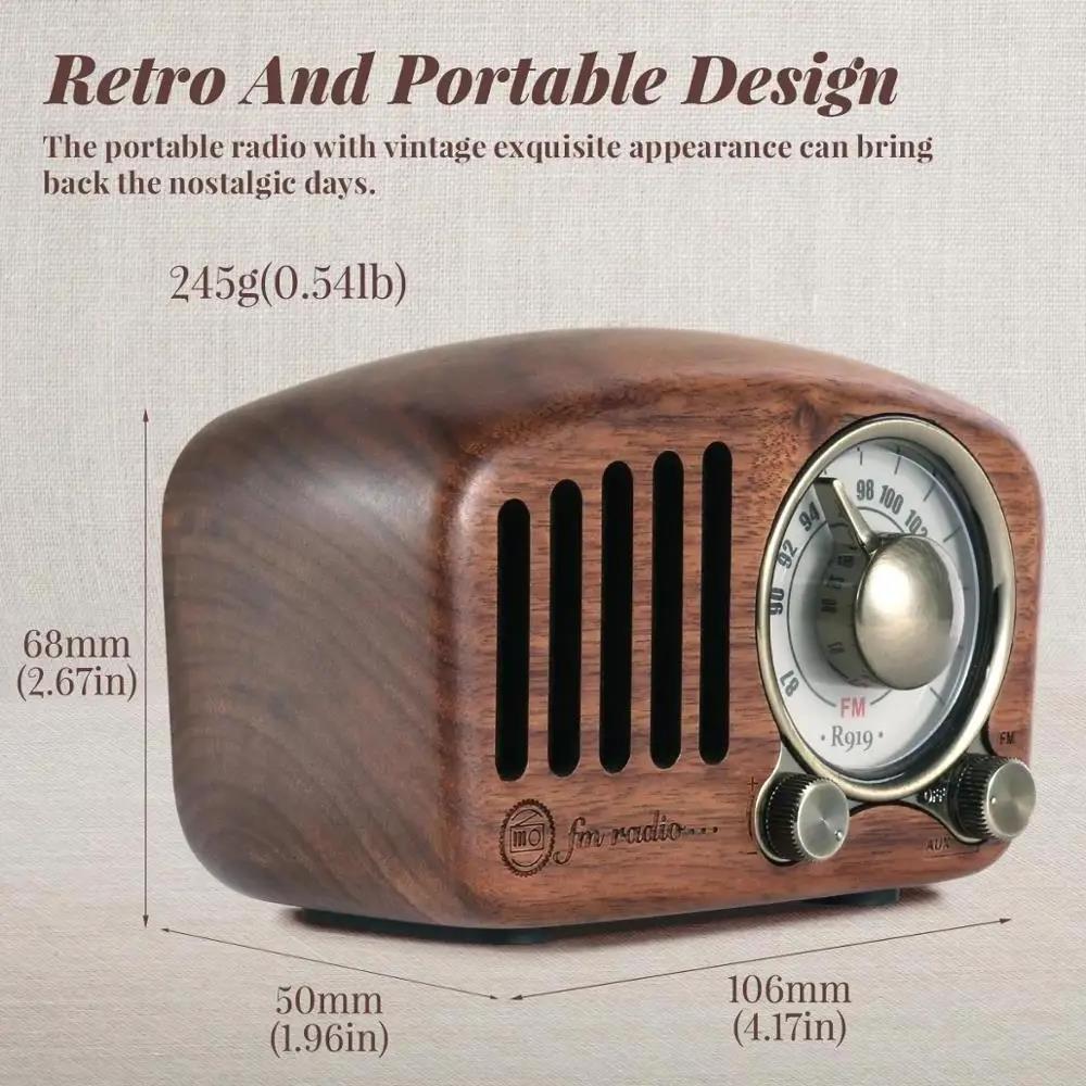 R919 Classical retro radio receiver portable Mini Wood FM SD MP3 Radio stereo Bluetooth Speaker AUX USB Rechargeable radio