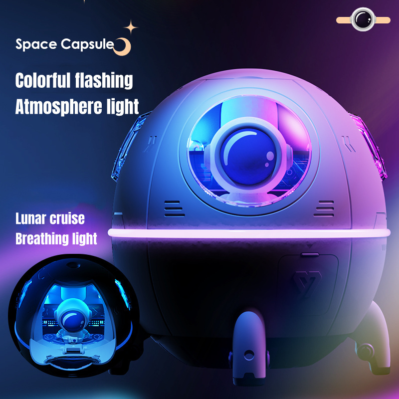 Mini Spaceship Air Humidifiers with Atmosphere Light Ultrasound Mist Sprayer Rechargeable Air Freshener for Home