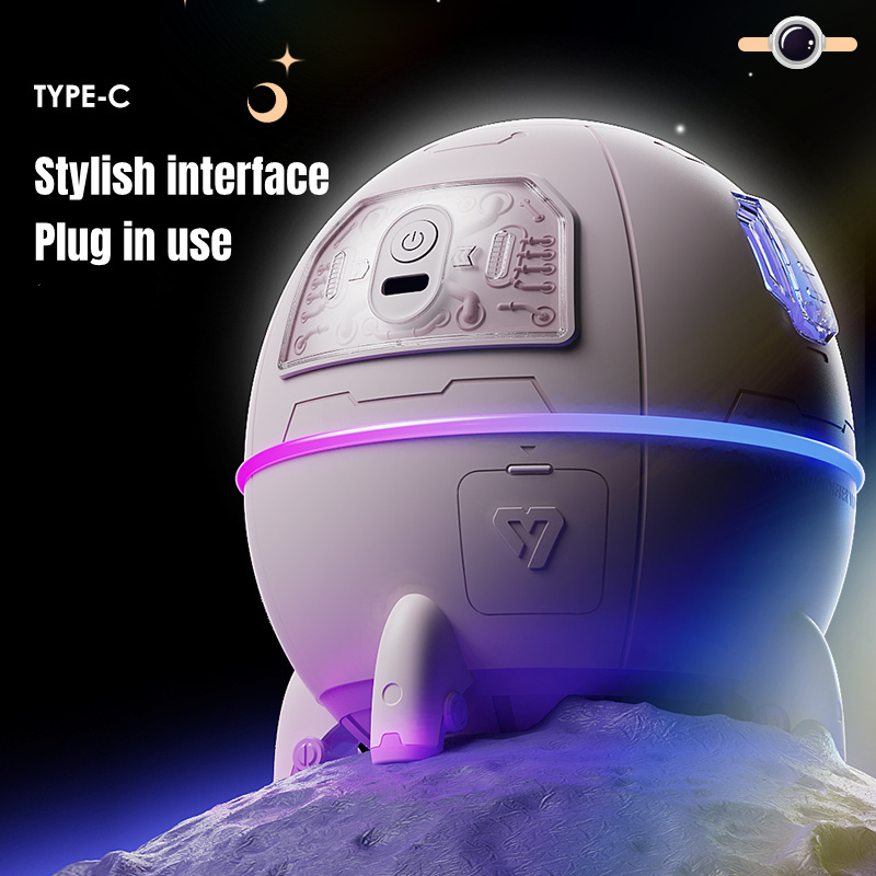 Mini Spaceship Air Humidifiers with Atmosphere Light Ultrasound Mist Sprayer Rechargeable Air Freshener for Home