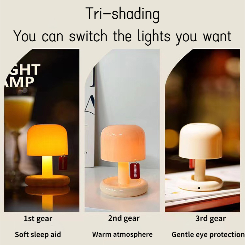 New Mini Desktop Sunset Night Lamp Creative USB Rechargeable Mushroom Style Led Night Light for Coffee Bar Home Decor Bedroom