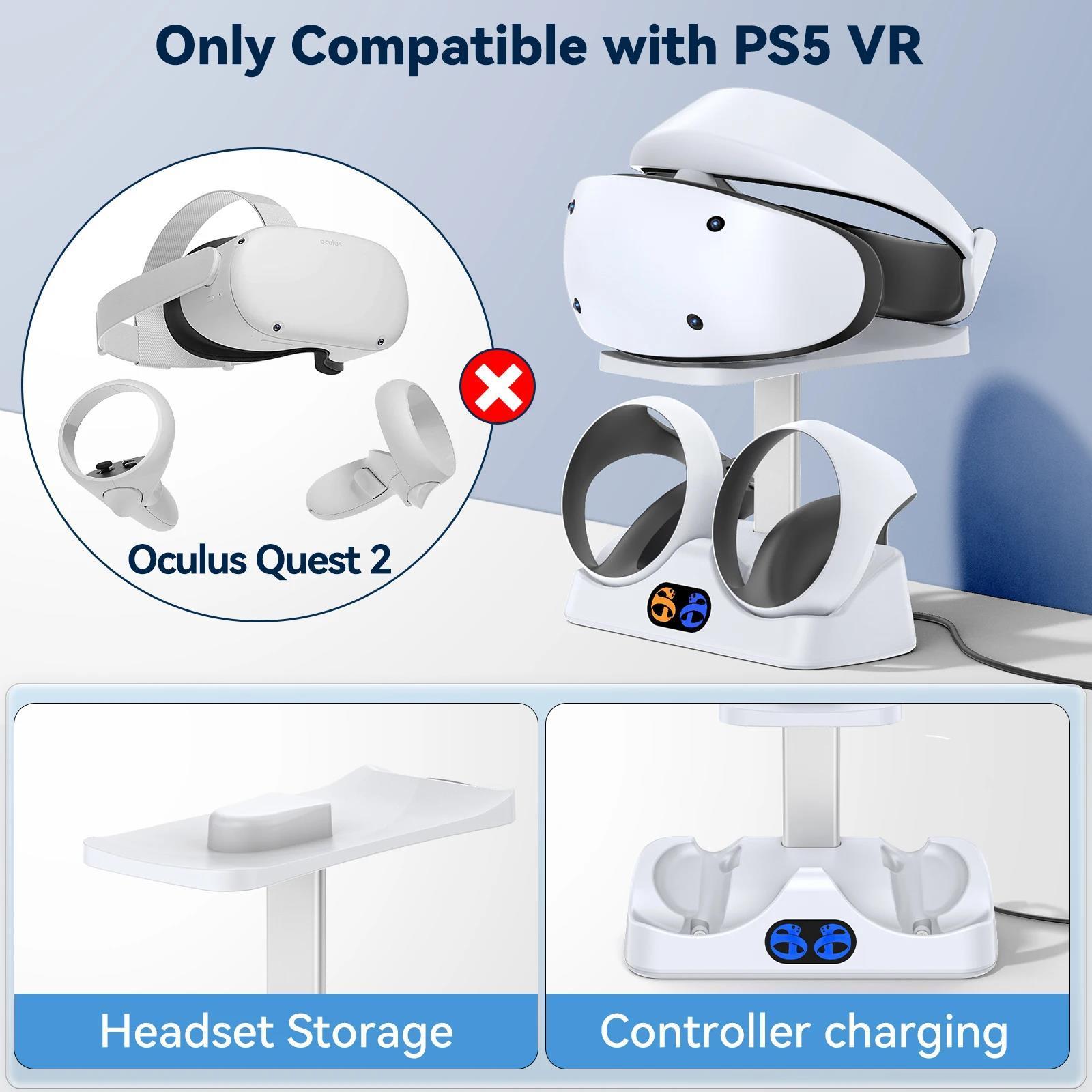 Controller Charging Dock for PS5 VR2 Charging Station with VR Headset Holder Display Stand PS VR2 Controller Charger for PSVR2