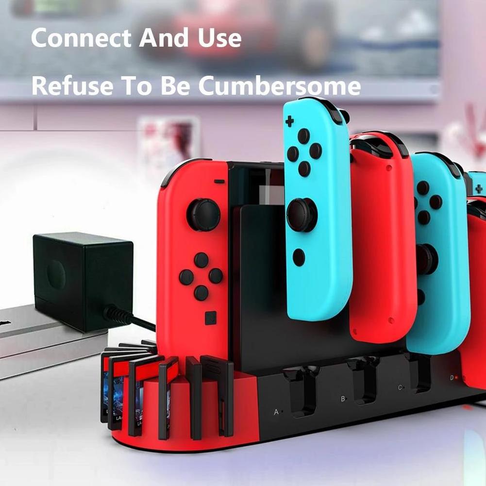 PG-SW071 4 Port Controller Charger Dock Station Holder 9 Games Slots for Switch NS Gamepad Support Stand for Charging