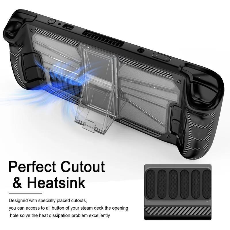 Case with Stand for Steam Deck Silicone + PC Non-Slip Hybrid Protective Kickstand Funda Steamdeck Console Cover Hard Shell