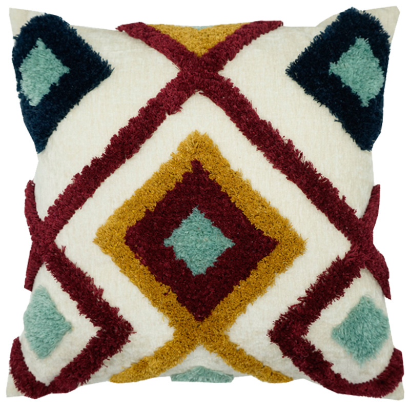 Boho Geometric Moroccan Style Pillow Cover Woven For Home Decoration 45x45cm Tufted Embroidery Cushion Cover