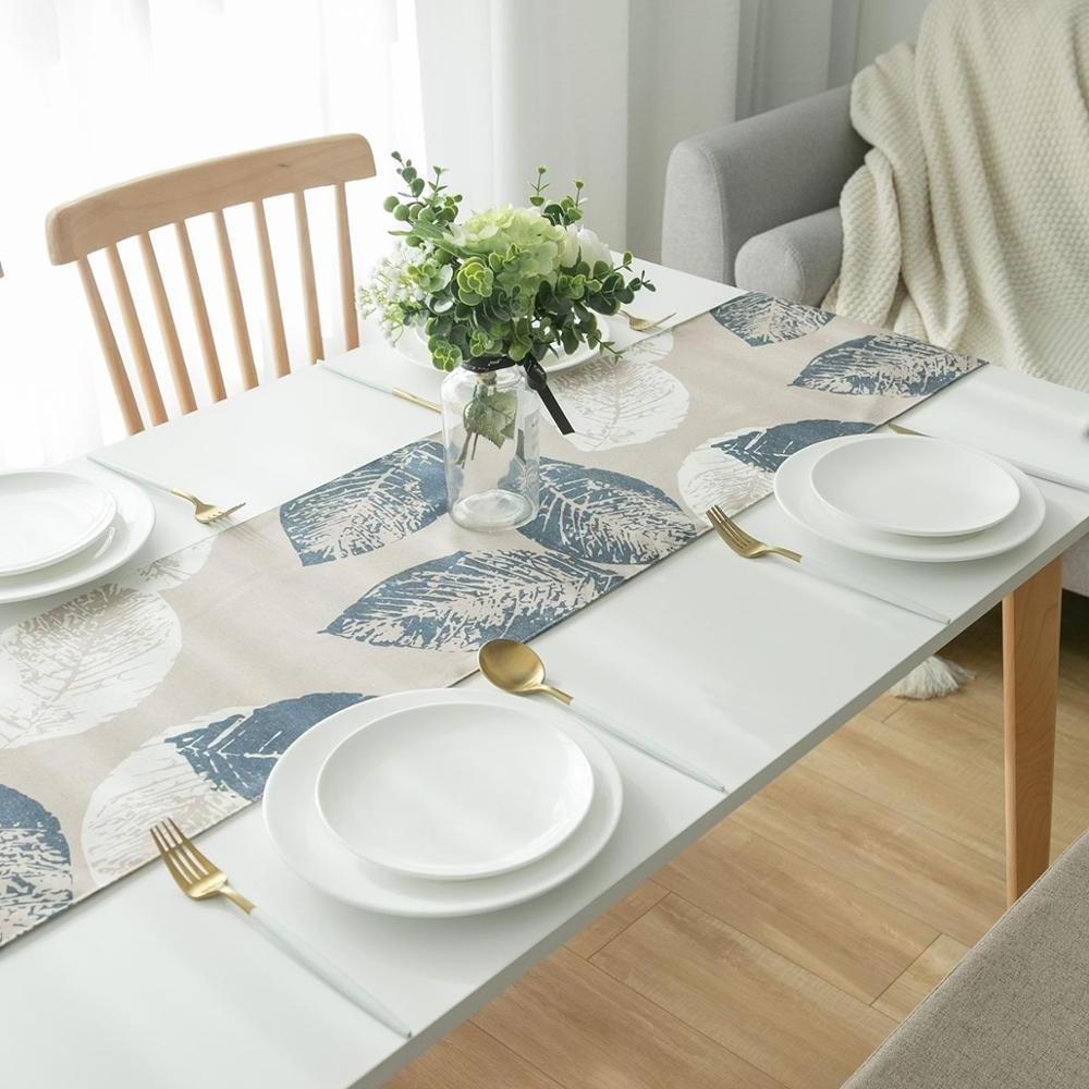 cotton linen custom print table runner