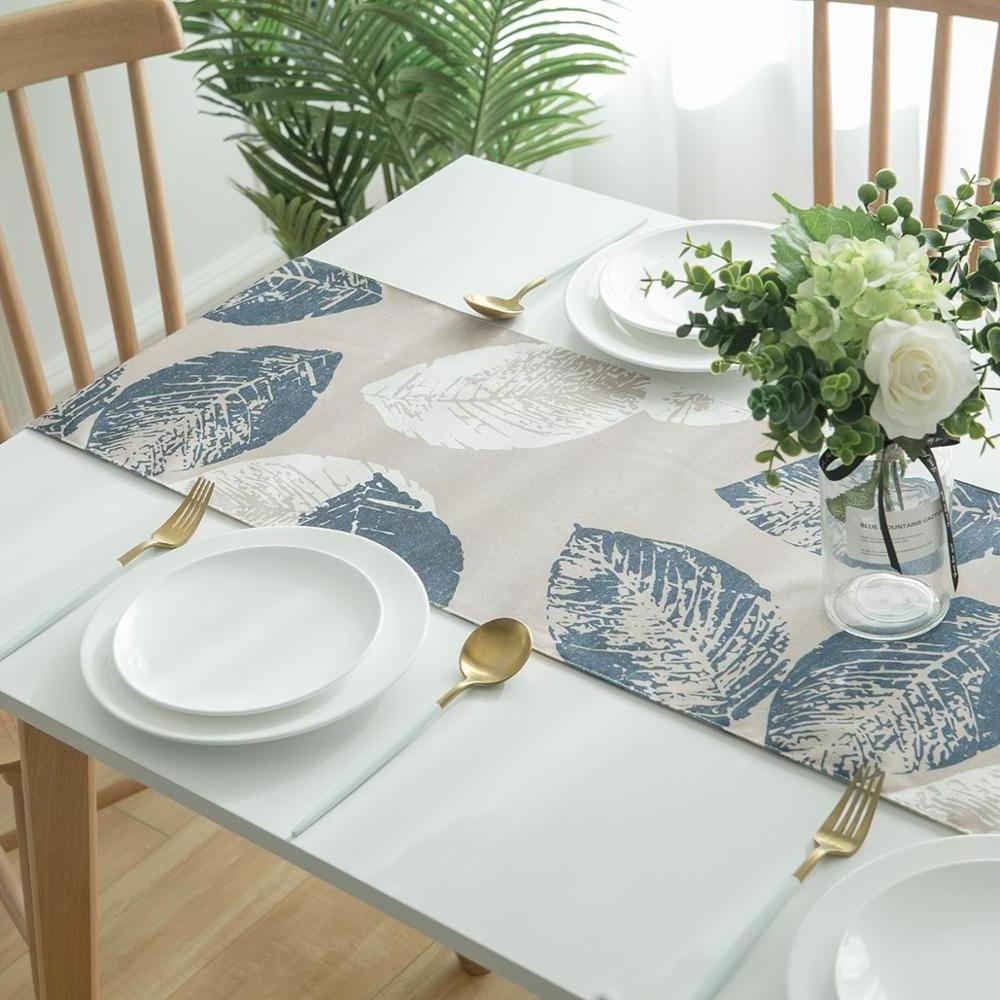 cotton linen custom print table runner