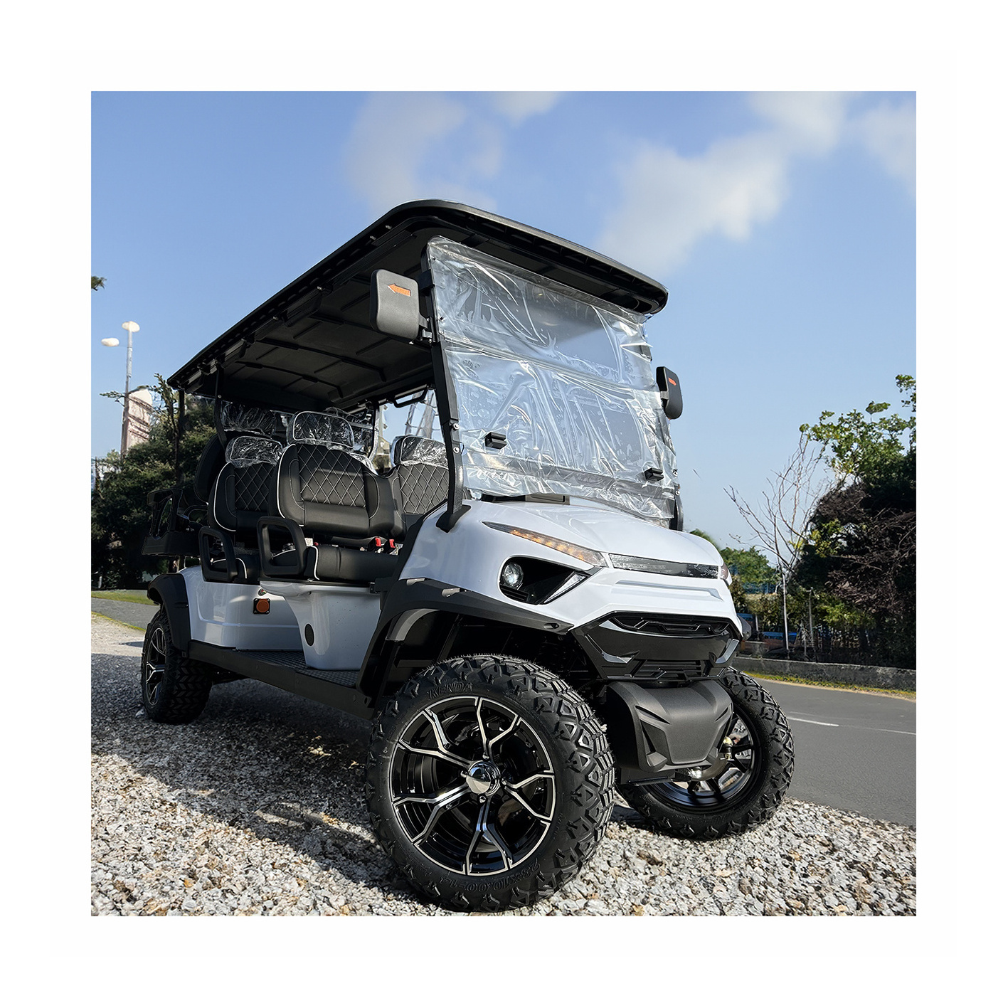 Customized Lifted Electric 4x4 Golf Cart 6 Seat Dune Buggy with Utility Box Led Screen Music