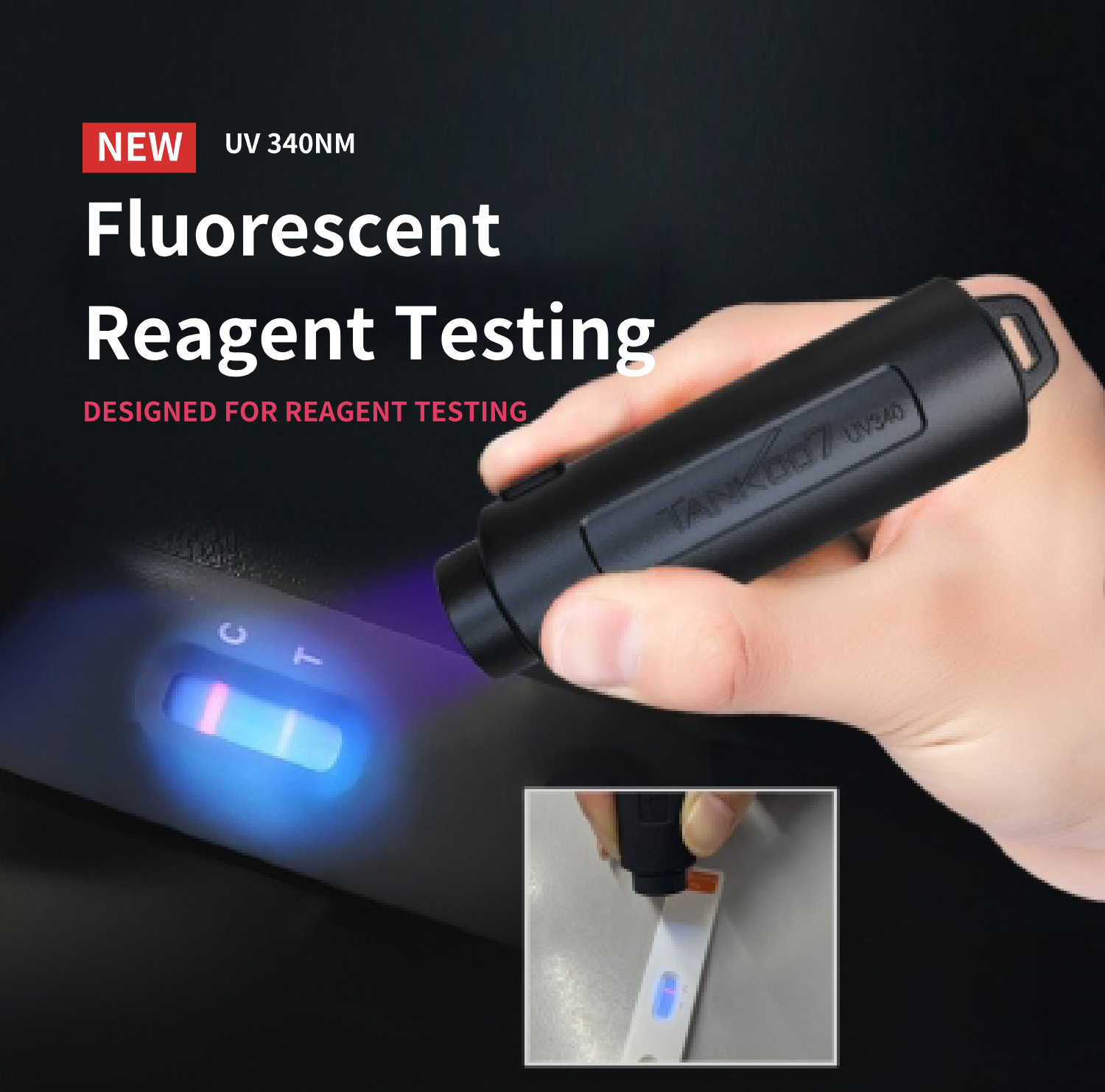 TANK007 UV Reagent Detection Lamp Fluorescent Mini UV Flashlight for Reagent Testing