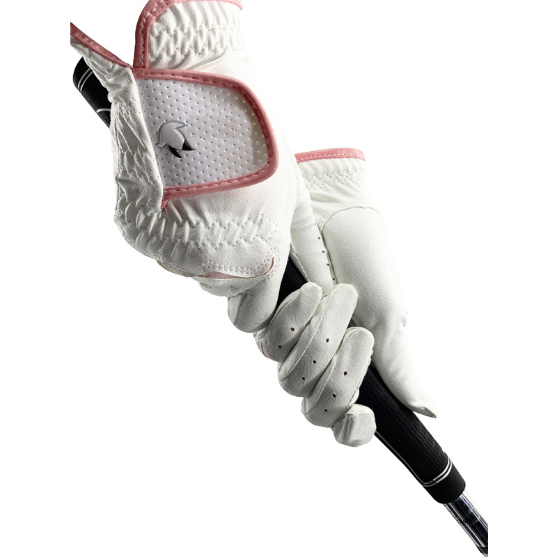 Majestic white and pink microfiber lady's golf gloves