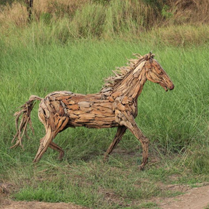 Large driftwood horse sculpture