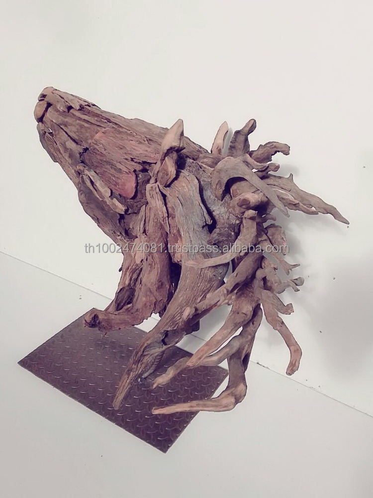 Driftwood hawk animal art statue sculpture