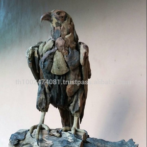 Driftwood hawk animal art statue sculpture