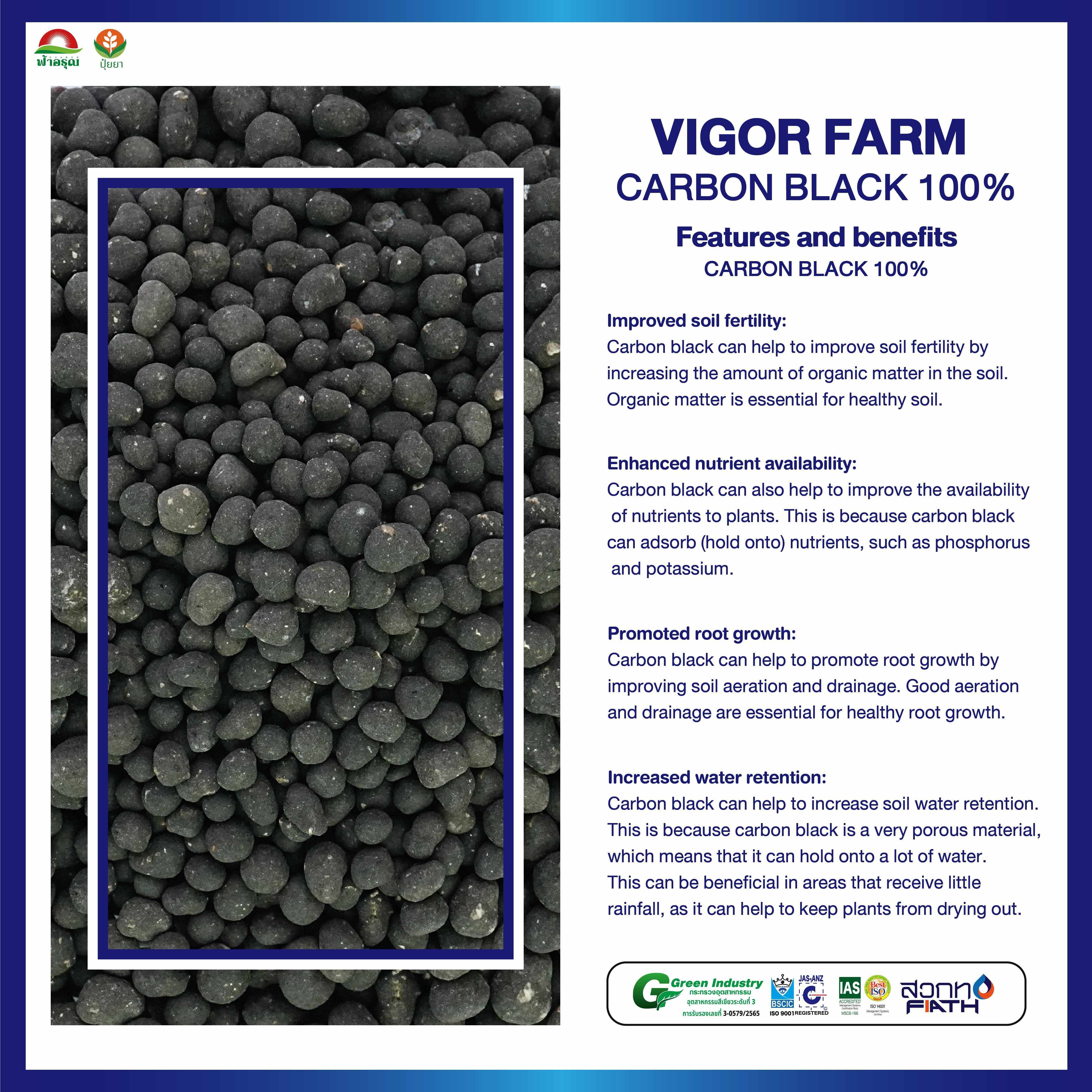 VIGOR FARM Quick Release Carbon Black Granule Soil Conditioner for Plant Nutrition in Agriculture for Fertilizer Plants Thailand