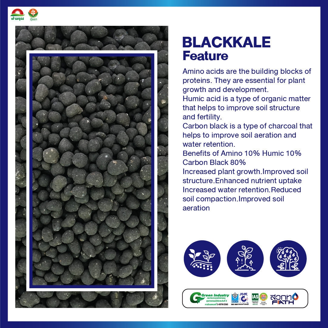 BLACKALE Humic Amino Carbon Black Granule Fertilizer Soil Conditioner for Plant Nutrition for Agriculture from Thailand