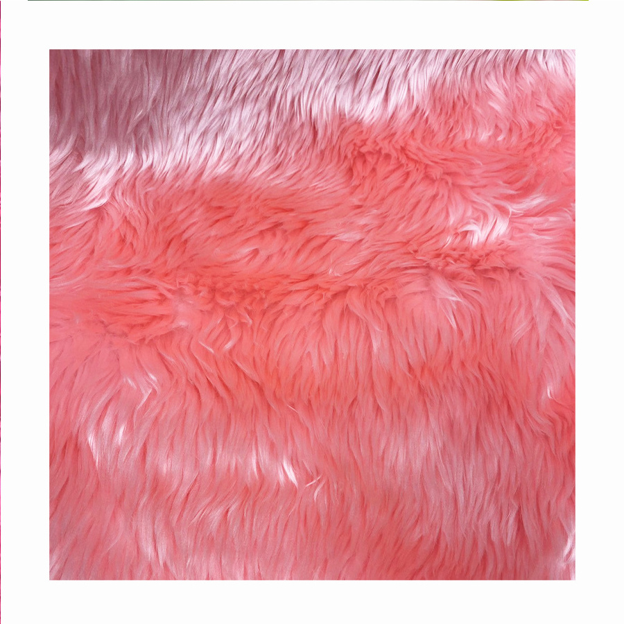 Pink Sweet Color High Quality Knitted Long Pile Polyester Faux Fur For Carpet Toy Garment Fabric Home Textile