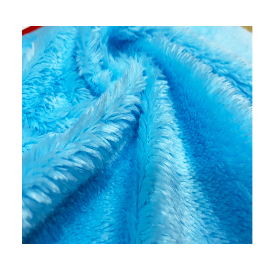 Super Soft Poly Mohair Long Pile Fabric 7mm 100% Polyester 250gsm Blue Color for Toy Plush Garment