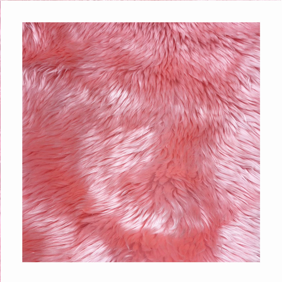 Pink Sweet Color High Quality Knitted Long Pile Polyester Faux Fur For Carpet Toy Garment Fabric Home Textile