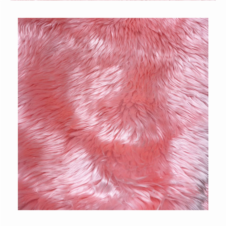 Pink Sweet Color High Quality Knitted Long Pile Polyester Faux Fur For Carpet Toy Garment Fabric Home Textile