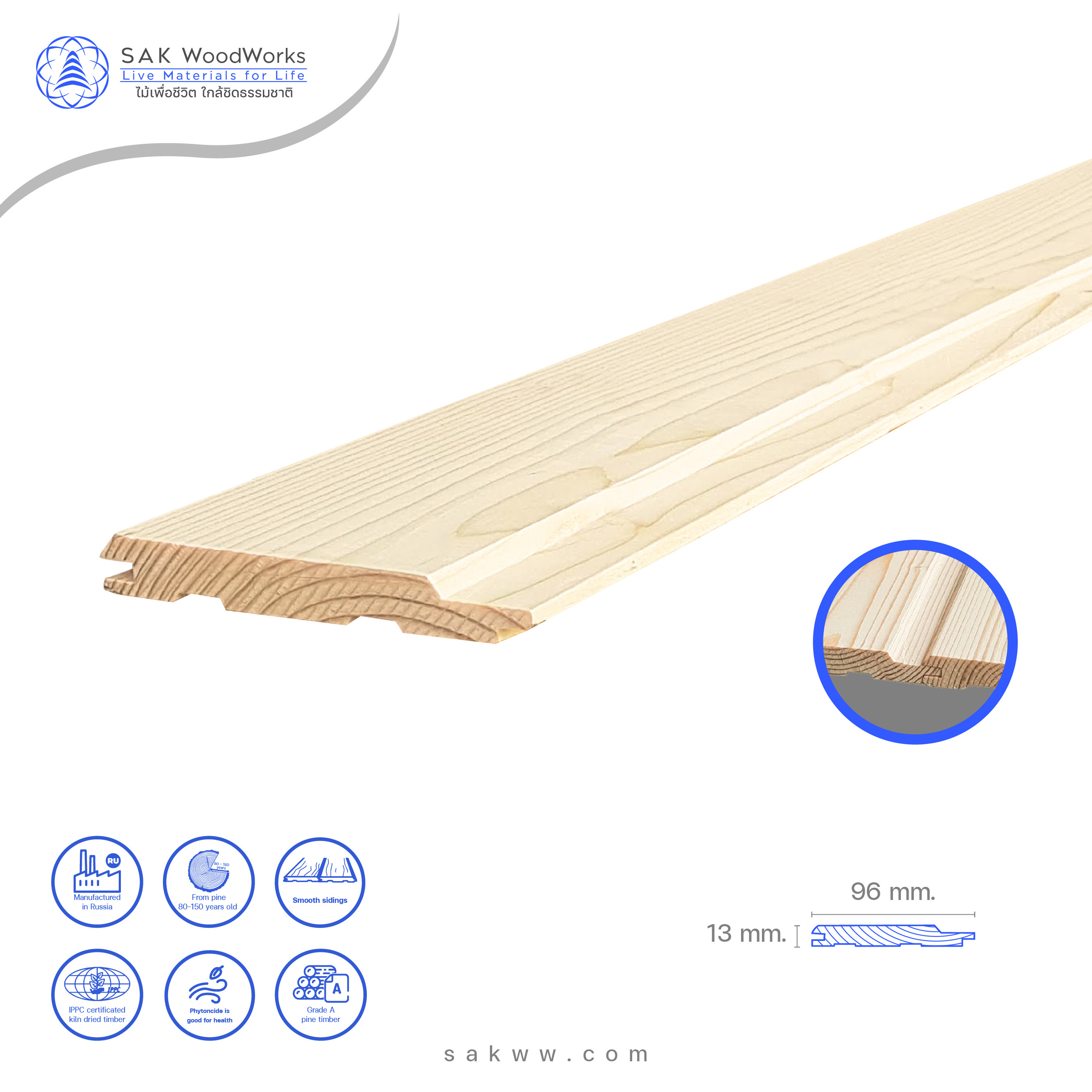 Wholesale Pine & Spruce V-shape Claddings with Tongue & Grooved 18 mm. x 145 mm. x 3 m. For your decoration by SAKWW