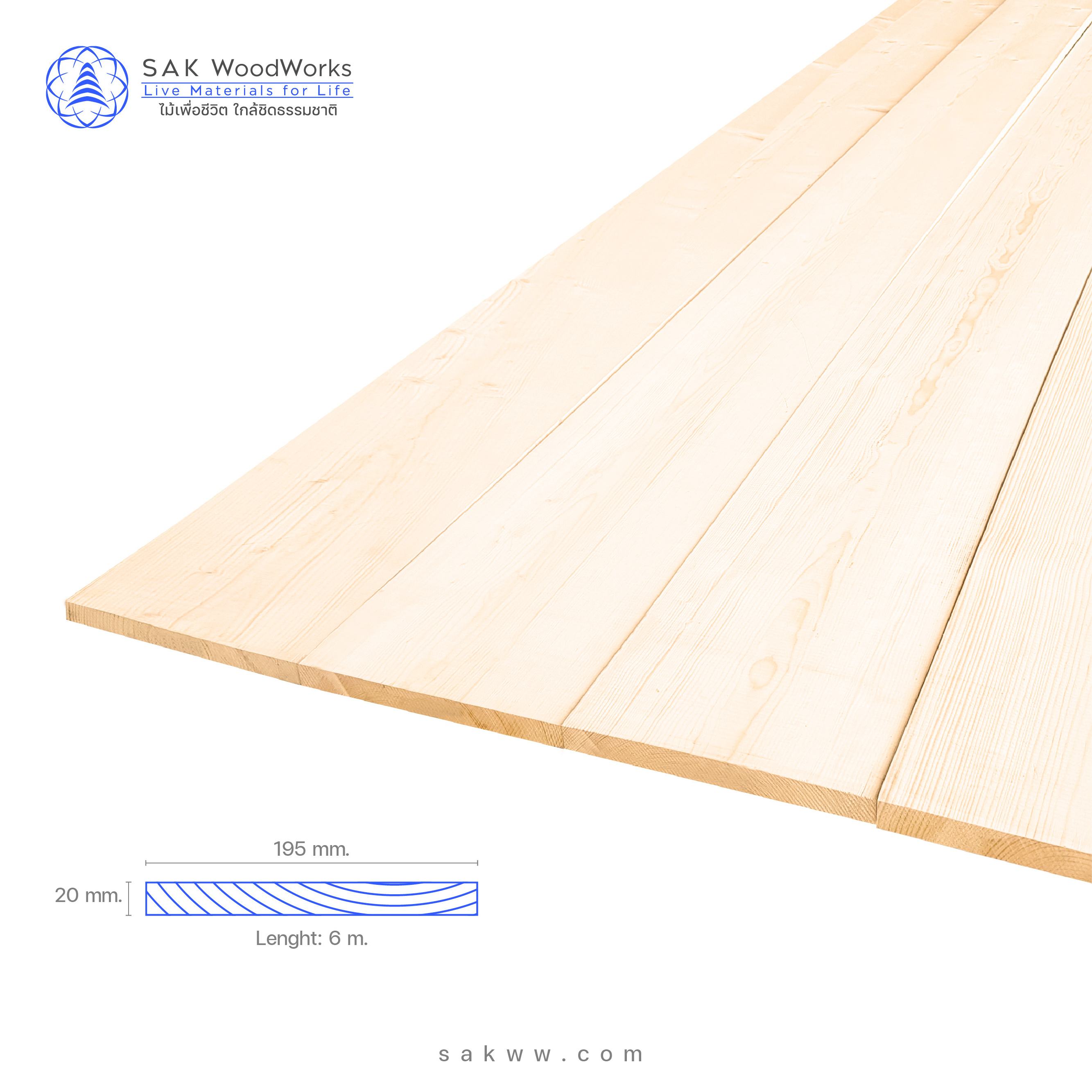 Coniferous(Pine & Spruce) Timber KD S4S for all your needs 20 x 195 x 3000 mm. Construction, Decoration, Furniture, DIY by SAKWW