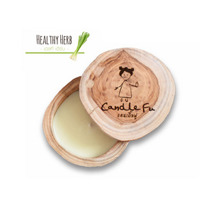 "Healthy Herb" Relaxing Aromatherapy Soy Wax Scented Candle In Wooden Box (Size M) Natural Product From Thailand