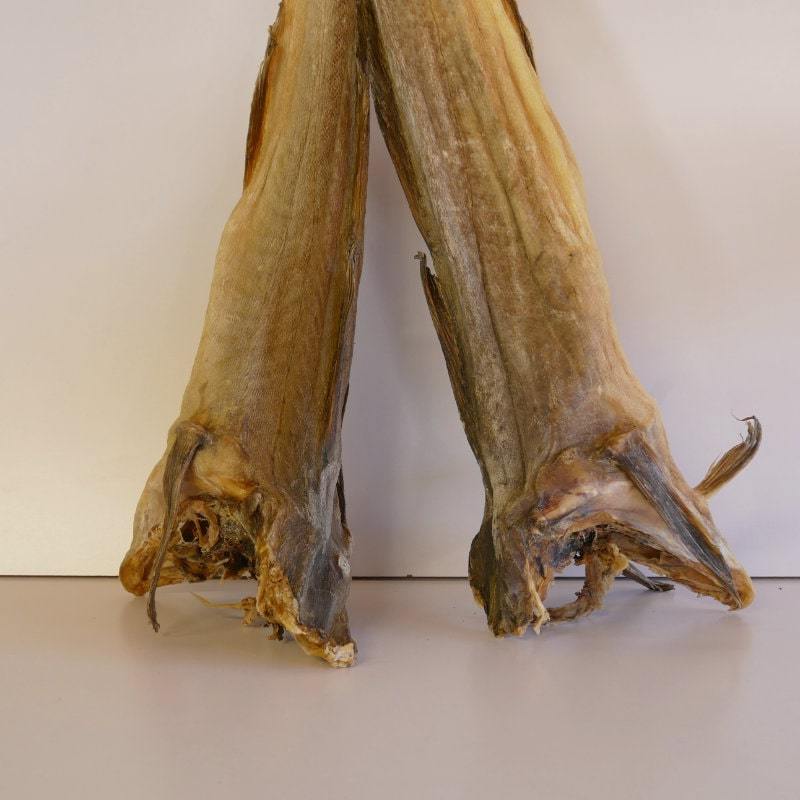 NORWEGIAN STOCKFISH (ROUND COD, 50-70CM LONG): 50-LBS HALF-BALE (20-25 LARGE STOCKFISH, UNCUT)