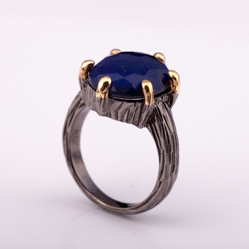 High Fashion Jewelry Spooky Natural Lapis Fancy Cut Silver 925 Ring Factory Price from Thailand Manufacturer