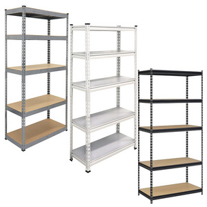 5-tier Adjustable Steel Storage Rack Shelves Boltless Shelving Laminate Board Shelf Unit for Home Garage Warehouse Storage