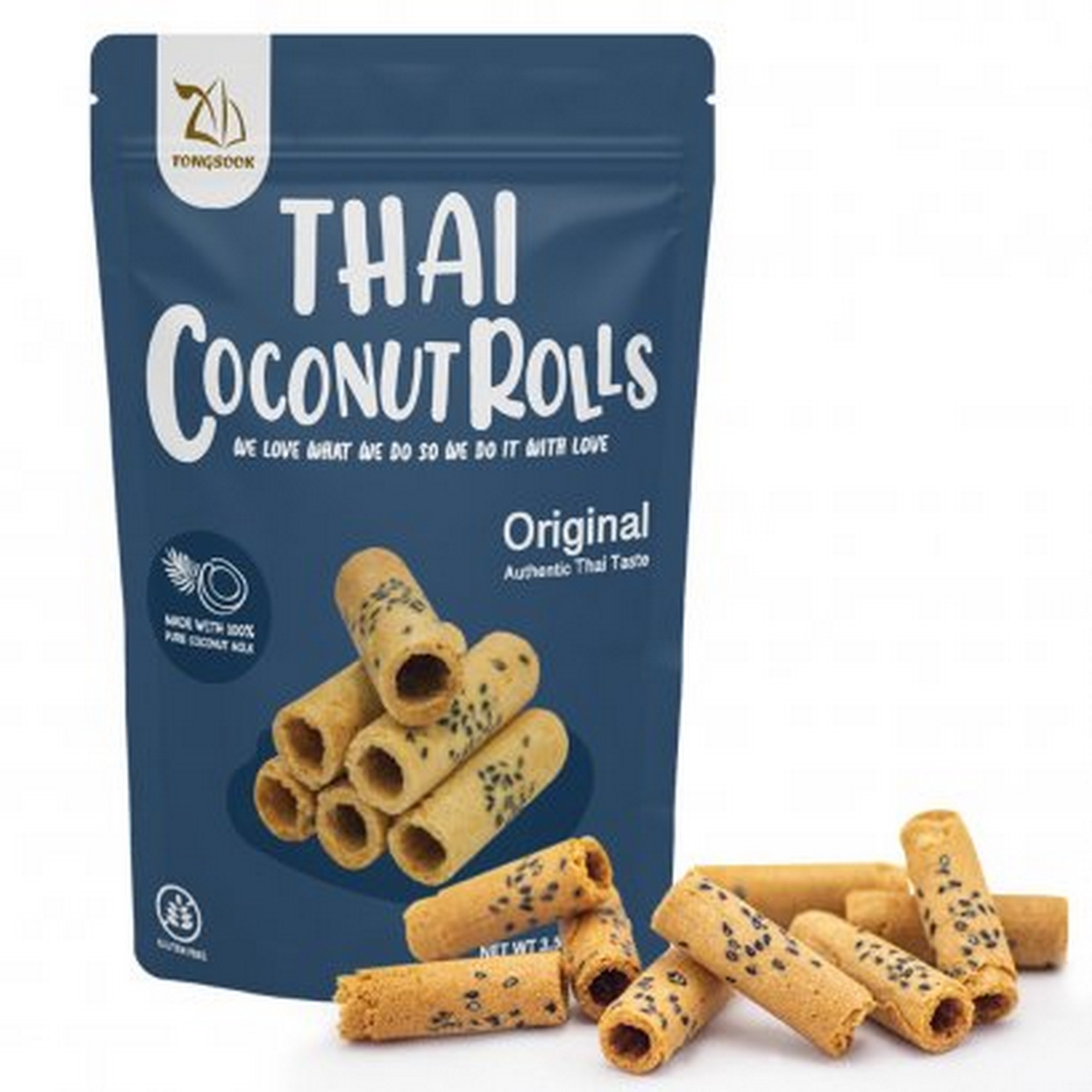 Thai coconut roll crispy original from Thailand gift boxes Mochi Oreo Keto  Kitkat Japanese  food snacks protein bars biscuits