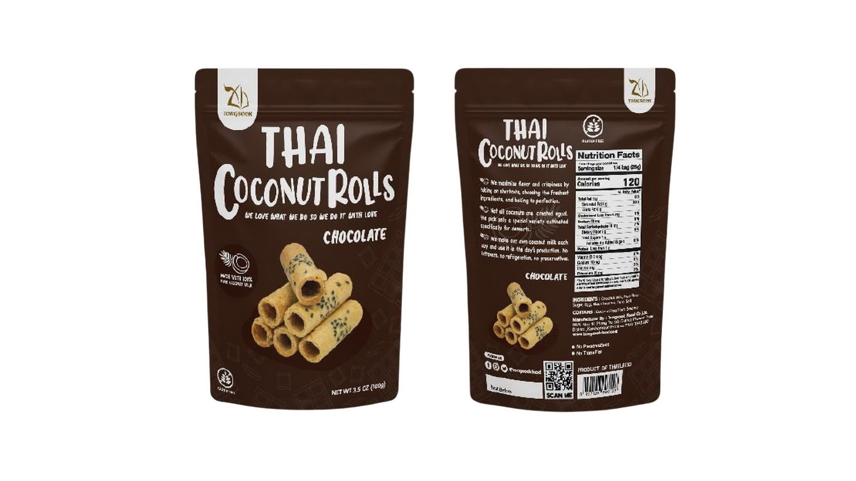 Thai crispy coconut roll flavor Chocolate gift boxes Mochi Japanese  food snickers food snacks protein bars Size 100 gram