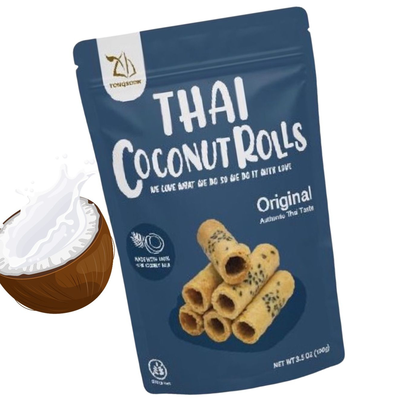 Thai coconut roll crispy original from Thailand gift boxes Mochi Oreo Keto  Kitkat Japanese  food snacks protein bars biscuits