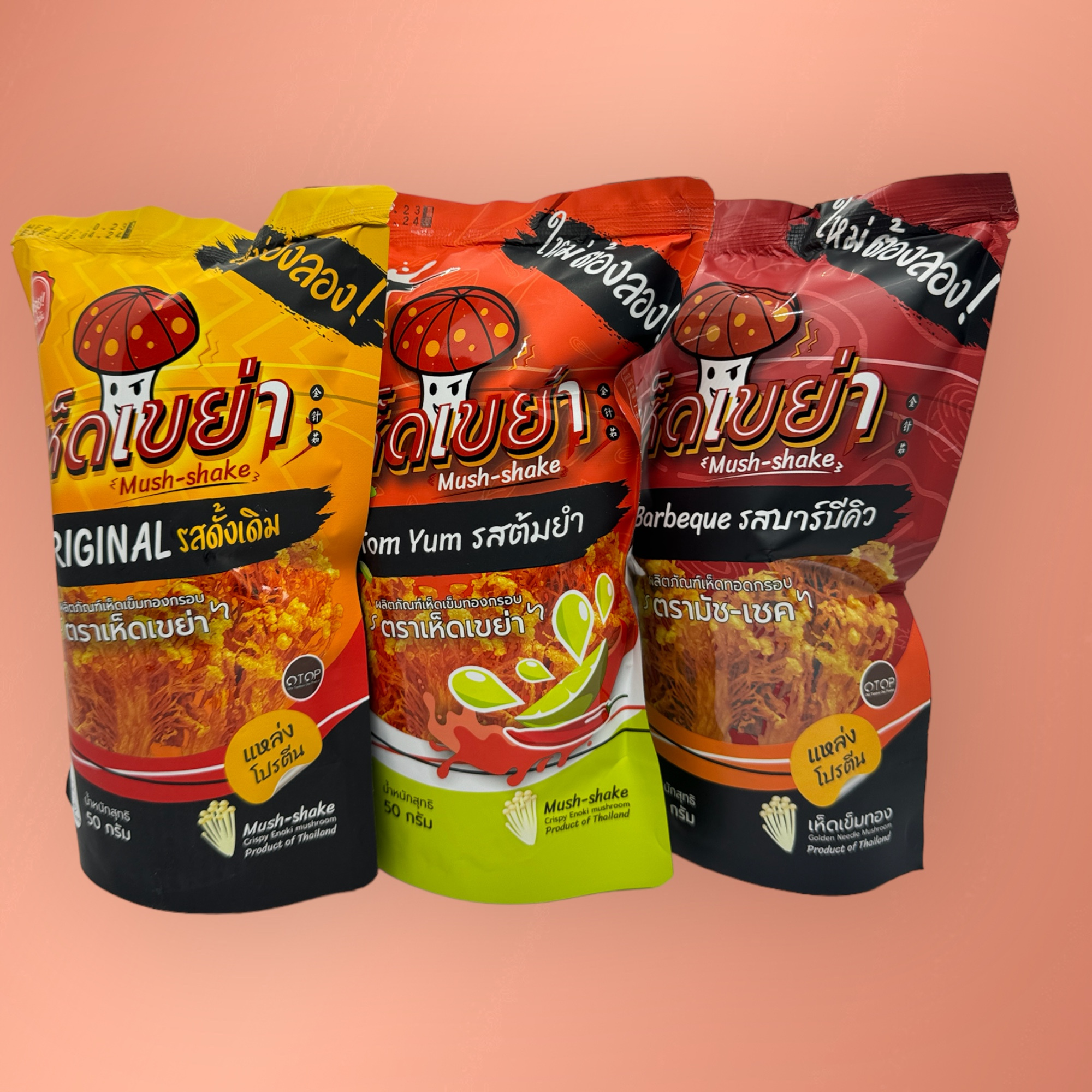 Tom Yum flavor Crispy Enoki Mushroom  snacks wholesale premium Enoki mushroom fried Product from Thailand Snack Chips