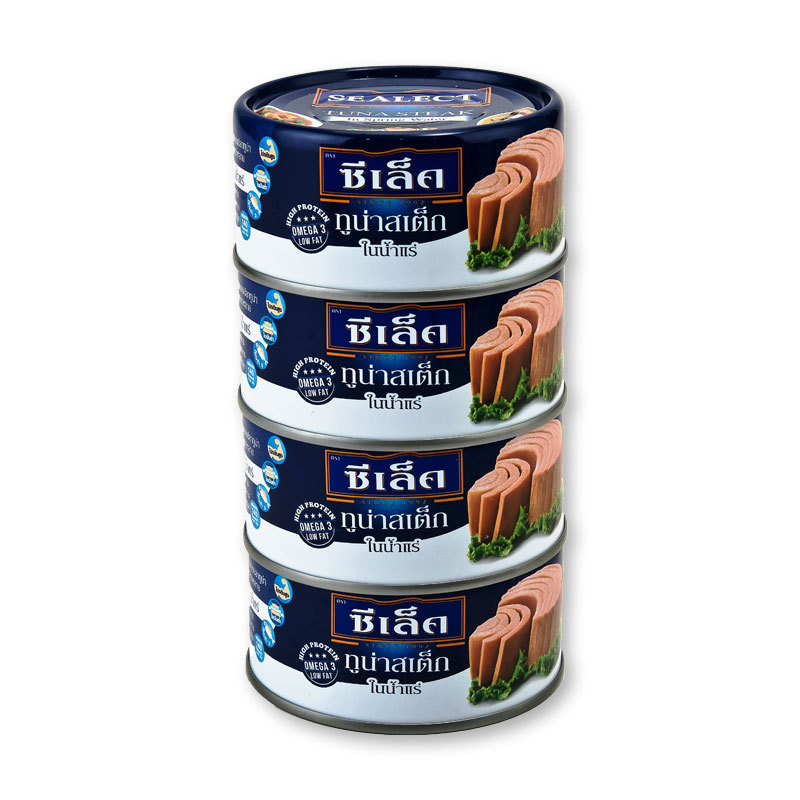 Best Seller Premium Food Product From Thailand SEALECT Tuna Steak In Spring Water Size 165 g x 4  Canned Fish Ready To Eat