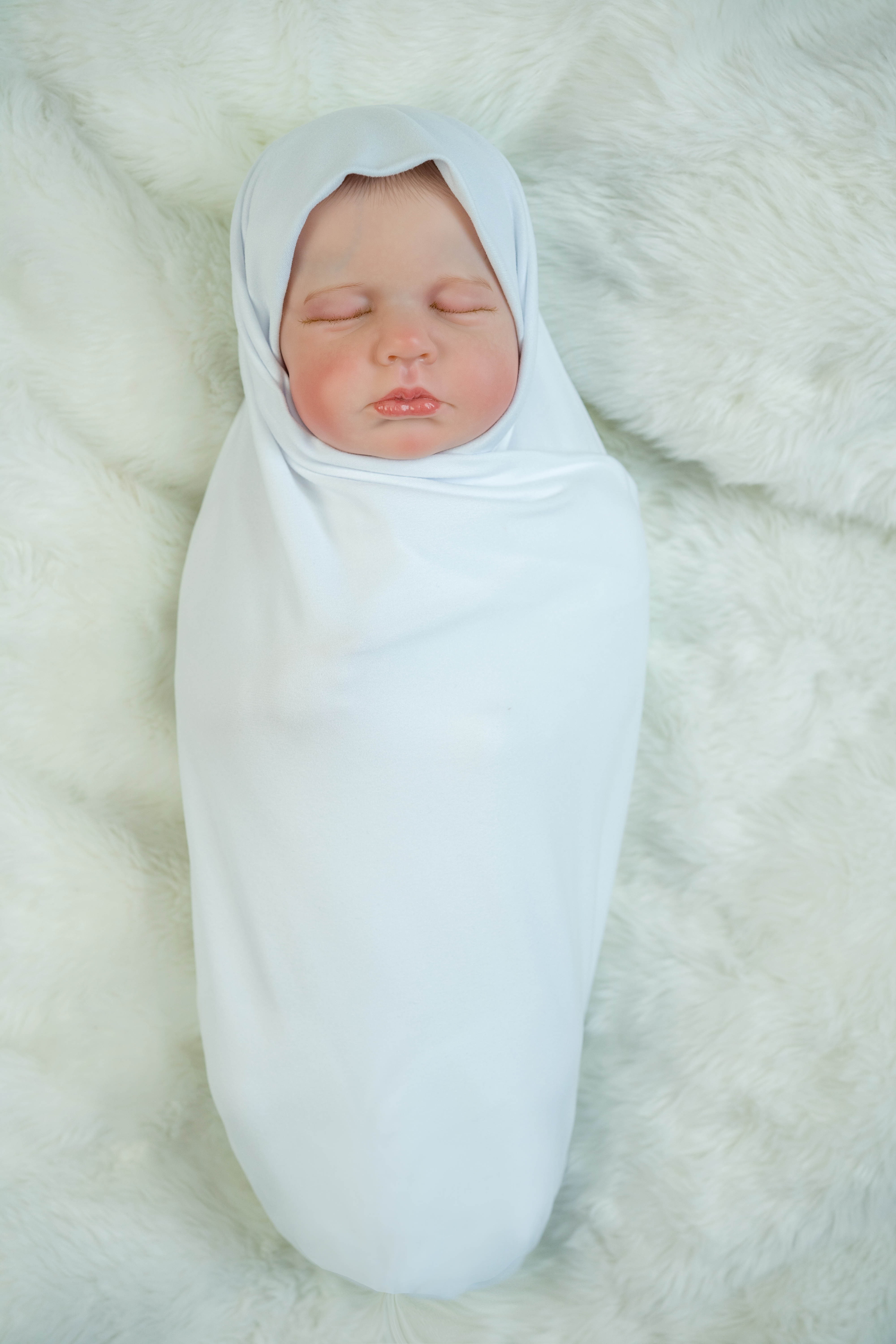 RATIVE Stretchy Swaddle Blanket Receiving Blankets with Headband Cap for Unisex Newborn Baby 0-3 Months Boys Girls